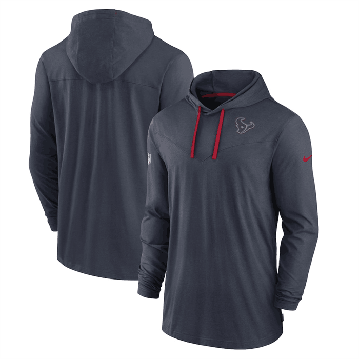 Men's Houston Texans Navy Sideline Pop Performance Pullover Long Sleeve Hoodie T-Shirt Men's Houston Texans Navy Sideline Pop Performance Pullover Long Sleeve Hoodie T-Shirt